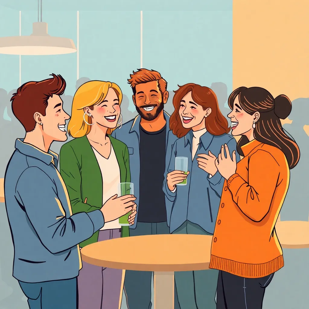 Group of diverse people playing icebreaker games